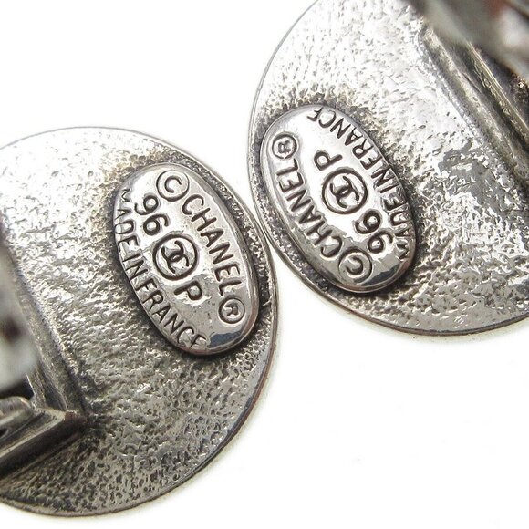 Chanel Medallion Dangle Earrings Gold Silver Clip-On - Picture 4 of 6